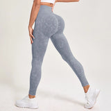 Retro Stone Wash Sportswear Woman Gym Yoga Pants Distressed Seamless High Waist  Women Sports Leggings Tummy Control Squat-Proof