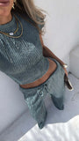 Women's trousers, fashionable and versatile, solid color, drawstring straight trousers, beach sun protection trousers