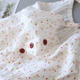 Women's 100% Cotton Crepe Gauze Nightgown Floral Sleeveless Spaghetti Strap Knee-Length Summer Home Sleep Dress M-XL