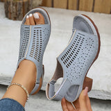 Retro Hollow Out Thick Heeled Sandals for Woman Summer Lightweight High Heels Sandals Women Plus Size Outdoor Platform Sandles