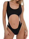 2026 Hollow Padded Swimsuit One Piece Sexy Solid Swimwear Women Black Bathers Bathing Swimming Swim Suit Beachwear Summer XXL