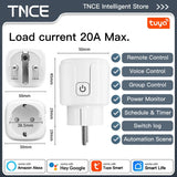TNCE Tuya EU Plug WiFi or Zigbee3.0 Smart Socket 16/20A, Power Monitor Timer Function Voice Control With Alexa Google Home