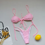 21 Colors New Sexy Bikini Women Solid Leopard Floral Print Swimwear Swimsuit Female Bandage Strap Beach Bikinis Set Bathing Suit