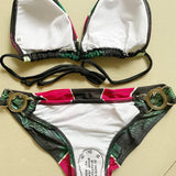 DEKA Women Printed Bikini Set Swimwear Brazilian Diamond  Halter Bandage Bathing Suit Push Up Swimsuit Biquini Summer Beachwear