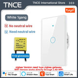 TNCE Tuya US Switch WIFI or Zigbee need/No Neutral Wire Require 1/2/3/4 Gang Smart Touch controller Voice With Alexa Google Home