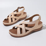 Rome Style Cross Strap Wedges Sandals Women Summer Lightweight Platform Sandles Woman Plus Size 43 Peep Toe Gladiator Sandals