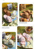 CartoonCutesy3D Sesame Burger Slippers for Women, Summer Outdoor & Home Wear, Anti-Slip Thick Soles, Flat Back Slides,Flip Flops