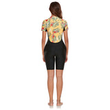 Vintage Leaves Print Patchwork One Piece Swimsuit Women 2025 Sports Front Zipper Slim Swimwear Athletic Bathing Suit Monokini