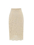 Pure Desire Style High Waist Back Slit Lace Bodycon Midi Skirt Fashion Slim Women Long Skirts PNC2