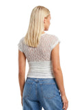 Women Summer Sheer Lace Tops Slim Fit V Neck Cap Sleeve Ruched Slim Crop Shirts Going Out Office Party Sexy T-shirt