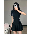 Female One-piece Conservative Student Dress Slimming Ins Sporty Super Fairy Hot Spring Swimsuit
