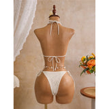 New Leaves Printed Halter Bikini Suit Female Swimsuit Women Swimwear Bather Bathing Suit Swim Three-Pieces Bikini Set