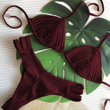 New Bandage Stripes Brazilian Bikini Swimwear Women's Swimsuit Two Piece Set Female Sexy Lace up Mujer Beachwear Summer