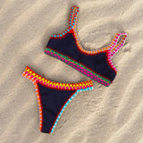 Crochet Bikini 2025 Bandeau Biquini Women Sexy Swimsuit Female Push Up Swimwear Solid Patchwork Bathing Suit Handhook Beachwear