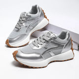 Fashion Thick Sole Silver Sneakers Women 2026 Plus Size 43 Breathable Platform Sport Shoes Woman Anti Slip Lace Up Running Shoes