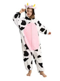 Halloween Christmas Cartoon Cow Kigurumi Unicorn Pajama Slipper Jumpsuit Women's Cute Zipper Hooded Sleepwear Onesies Winter