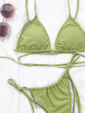 Bikini 2026 Sexy Swimwear Swimsuit Women Back Cross Straps Knotted Triangle Light Green Bikinis Set Bathing Suit Beach Bikini
