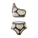 S - XXL Printed Sarong Female Swimsuit High Waist Bikini Women Swimwear Three-pieces Bikini set Bather Bathing Suit Swim V8212
