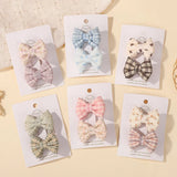 2Pcs/Set Cute Cotton Bowknot Hair Clips for Baby Girls Ins Style Hair Bows Plaid Boutique Hairgripes Kids Hair Accessories Gift