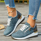 Plus Size 44 Platform Casual Sneakers for Women Lace Up Anti Slip Thick Sole Sport Shoes Woman 2026 Spring Zipper Walking Shoes