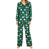 Women Christmas Pajamas Long Sleeve Tie-up V Neck Tops and Pants Loose Fall Winter Two Piece Loungewear