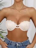 Lace Strapless Bra Double Front Closure Push Up Bralette for Women Invisible Anti-Slip High support Women's underwear