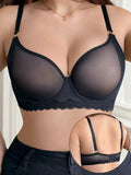 Large size black bra transparent sexy mesh underwear women lace underwear plus size bra MR3593