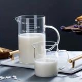 Glass Measuring Cup Jug With Lid And Insulated Handle