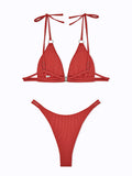 Ring Link Bikini 2025 Solid Sexy Swimsuit Women Padded Swimwear Female Bathers Bathing Swimming Swim Suit Beachwear