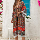 Printed Long Sleeve Crochet Knitted Cardigan Tunic Beach Cover Up Cover-ups Beach Dress Beach Wear Beachwear Female Women K7203