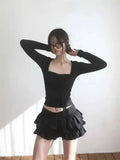 Sweet And Spicy Ballet F-length Skirt With Elastic Waist And Lace Hem Flared Cake-aped Ort Skirt For Young Women 8PO5
