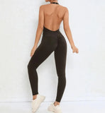 Women's Seamless Yoga Jumpsuits Sports Fitness Peach Hip-lifting Beauty Backless One-piece Pocket Tight Workout Gym Bodysuit