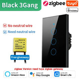 TNCE Tuya US Smart Wall Switch wifi or zigbee 1/2/3/4 Gang Wire Touch Sensor LED Light Button Smart Home voice Alexa Google Home