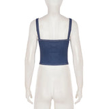 2026 Street style stretch imitation denim camisole V-neck slim fit versatile hot girl top