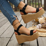 2026 Summer Chunky Platform Sandals Women Plus Size 43 Wedge High Heeled Sandals Woman Ankle Strap Thick Bottom Sandalias Mujer