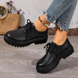 British Style Platform Oxford Shoes for Women Fashion Lace Up Thick Bottom Pu Leather Shoes Wman Plus Size 42 Office Work Shoes