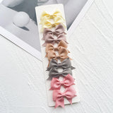 10Pcs/card Grosgrain Ribbon Bows Hair Clips For Girls Small Trailing Bowknots Hairpins Headwear Kids Hair Accessories