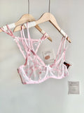 French Style Lace Underwear Set | Sexy Dotted Mesh Bra & Thong for Large Bust, Ultra Thin Slimming Anti Sag Lingerie MOYISU S-XL