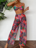 3 Pieces Strappy Bikini 2026 Women Printed Swimsuit Sexy Swimwear Female With Beach Pants Bathers Bathing Swimming Swim Suit