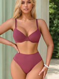 2 pieces of high-quality solid color lingerie set sexy gathering set red set comfortable to wear push up bra MR3504