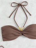 XS - L Halter Wrinkled Bandeau Bikini Women Swimsuit Female Swimwear Two-pieces Bikini Set High Leg Cut Bather Bathing Suit Swim