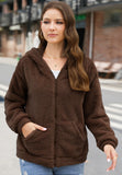 Phantasy Woman Hooded Fleece Coat Womens Casual Jacket Soft Heavy Autumn Winter Solid Hooded Jacket Ladies Outwear Overcoat