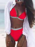 2025 Push Up High Waist Bikini Women Swimsuit Female Swimwear Two Pieces Bikini Set Halter Bra Cup Bathing Suit Swim Beach Wear