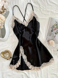 V-neck Lace Camisole Nightgown Hot Backless Sexy Women Sleepwear Short Silk Sleep Shirts Elegant Pajamas Lingerie Night Dress