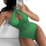 S - XL Underwired Cut Out Halter Women Swimwear One Piece Swimsuit Female Monokini High Cut Bather Bathing Suit Swim Lady V4418