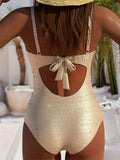 Solid Color Women's One Piece Suit Swimwear Strappy Bathing Suits Skirt Cover Up Beachwear Back Hollow Out Swimsuit Holiday Look
