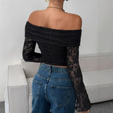 2025 autumn one-shoulder long-sleeved slim-fitting commuting inner top