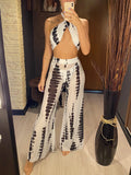 Halter Printed With Beach Pants Bikini Women Swimwear Female Swimsuit Three-pieces Bikini set Bather Bathing Suit Swim V3542