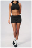 Tight Yoga Clothes Women Speed Drying Shock-absorbing Sports Vest Fitness Suits Outwear Gym Flip Waist Shorts Workout Clothes