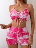 Strappy Bikini 2026 Women High Waist Swimsuit Tie Dye Drawstring Swimwear Female Bathers Bathing Swimming Swim Suit Beachwear